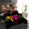 Game King Queen Duvet Cover 3D Black Game Handle Bedding Set for Kids Teens Boys Man Gamer Bedroom Decor Quilt Cover Pillowcase