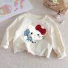Girls Cotton Long Sleeve T Shirt Cute Cartoon Print Ruffle Crew Neck Base Layer Top For Autumn