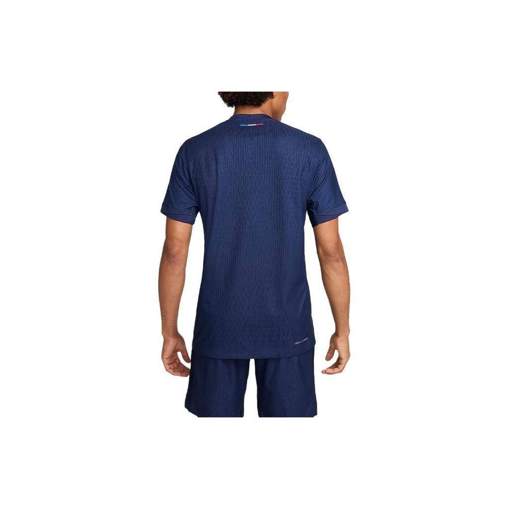 Nike Paris Saint-Germain Rundhals-Logo, modisches, lässiges Fußballtrikot mit kurzen Ärmeln, Heimspiel 2024/25, Herren-Oberteile, Blau/Weiß, FN8774-411