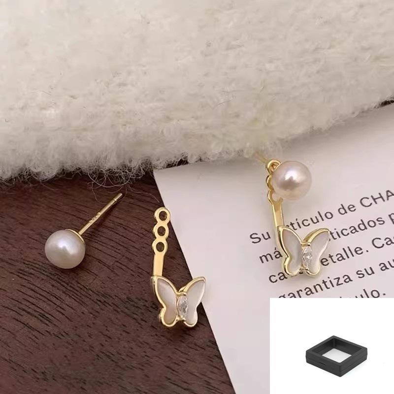 Butterfly Shell Faux Pearl Stud Earrings: Elegant High-End Design for Women, 2025 New Style