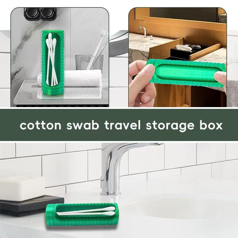 Cotton Swab Storage Box Dust-Proof Sealable Stackable Design Transparent Visible Organizer for Cotton Buds Q-Tips Cosmetic Tools Bathroom Vanity Desk