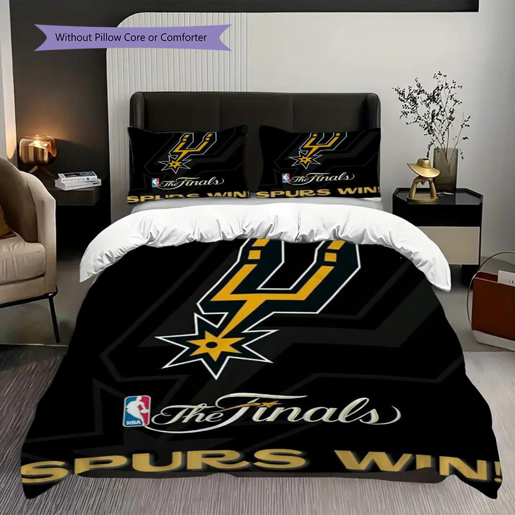 Biancheria da letto vibrante con eredità cestistica San Antonio Spurs(1 * copripiumino + 2 * federa, senza nucleo)Set di Biancheria da letto morbido e confortevole