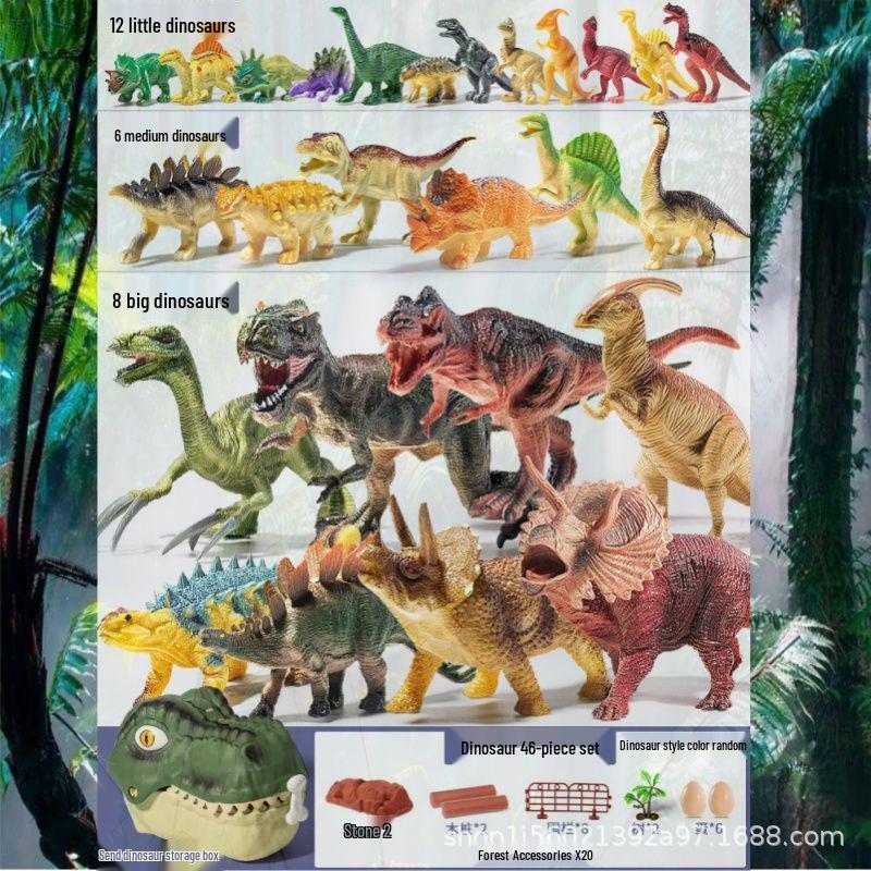 

Большой набор моделей динозавра Тираннозавра Рекса с ящиком для хранения - Пластиковая имитация животного, игрушка для мальчиков