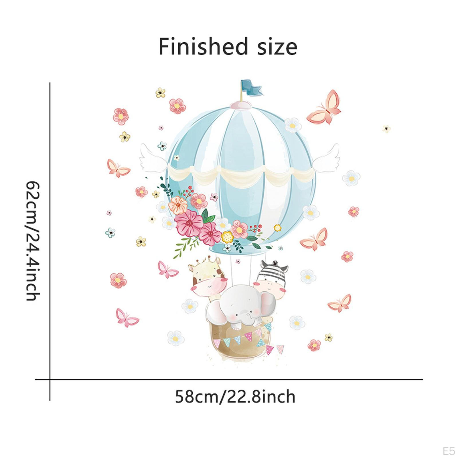 Очаровательные наклейки на стену с изображением животных на воздушном шаре для декора — фото 8