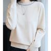 Navava Women Ribbon Point Round Neck Long Sleeve Knit Tee Nk3192