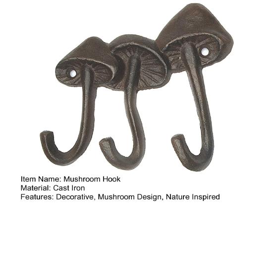 Mushroom Wall Hook Cast Iron Toadstool Key Hanger Nature Inspired Rustic Coat Hook for Entryway Bathroom or Garden Decor