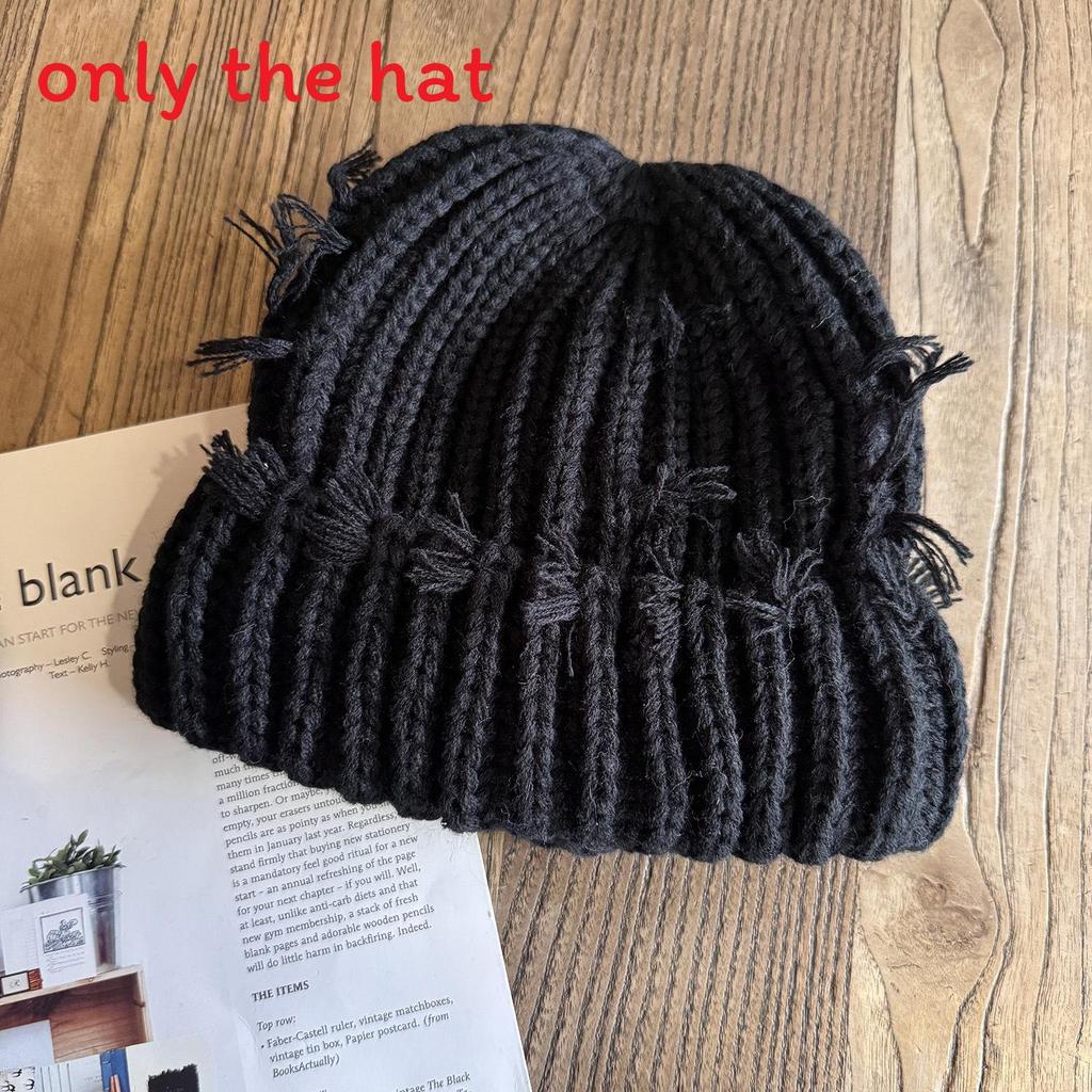 Color With Solid Hole Knitted Hat For Men Women Winter Street Headgear Fashion