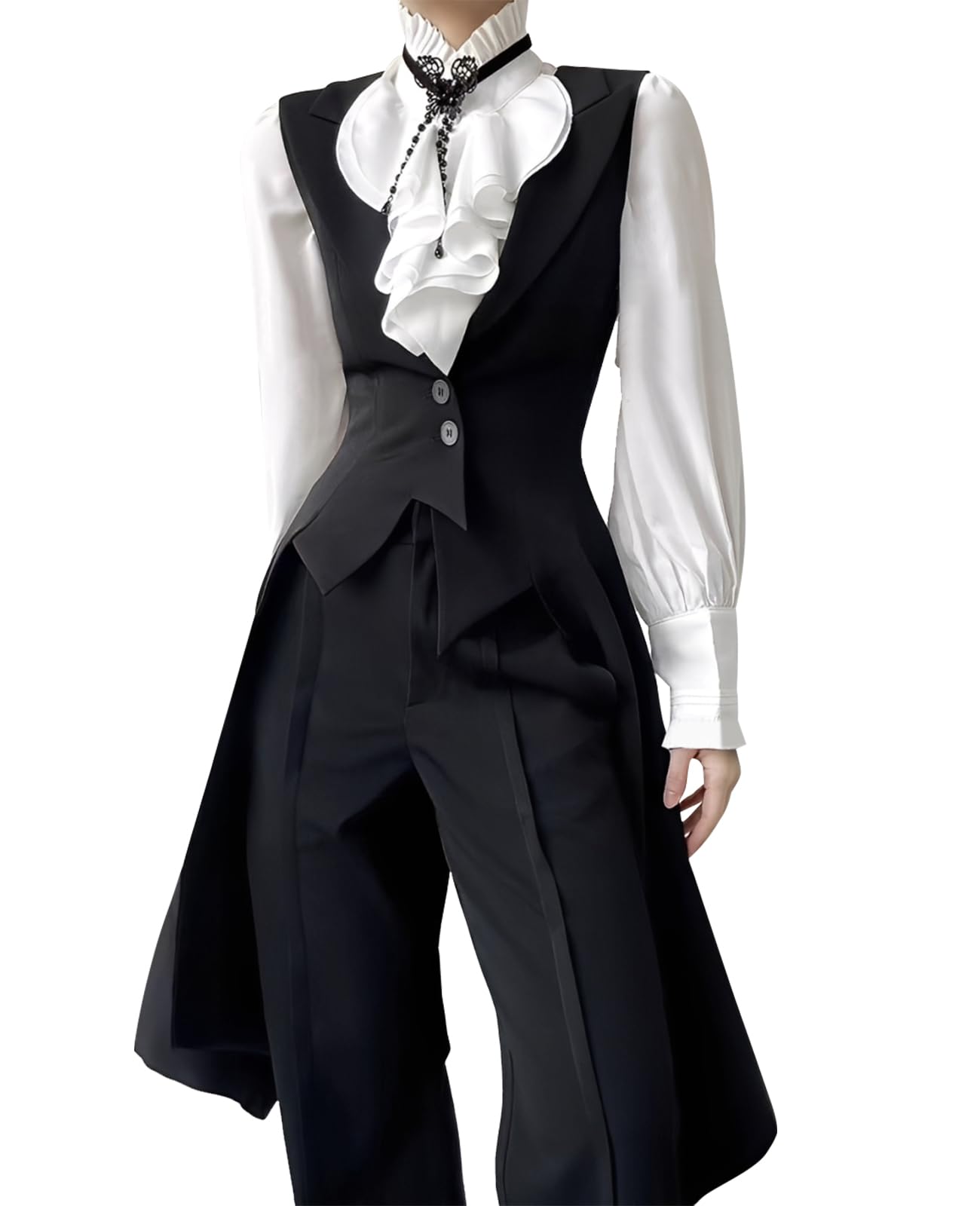 

Комплект костюмов для косплея KALAOK из 3 предметов на Хэллоуин, включающий Юного Мастера, Графа и Аристократа, в длинных черных нарядах для взрослых, размер 3XL