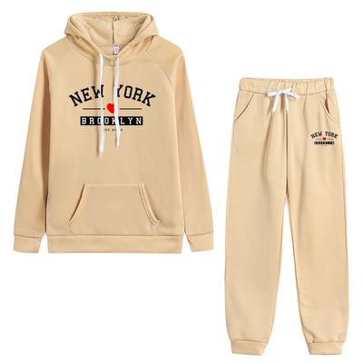 Trend Women's Tracksuit Hoodies and Sweatpants High Quality Ladies Daily Casual Sports Jogging Suit New York Printed Outfits