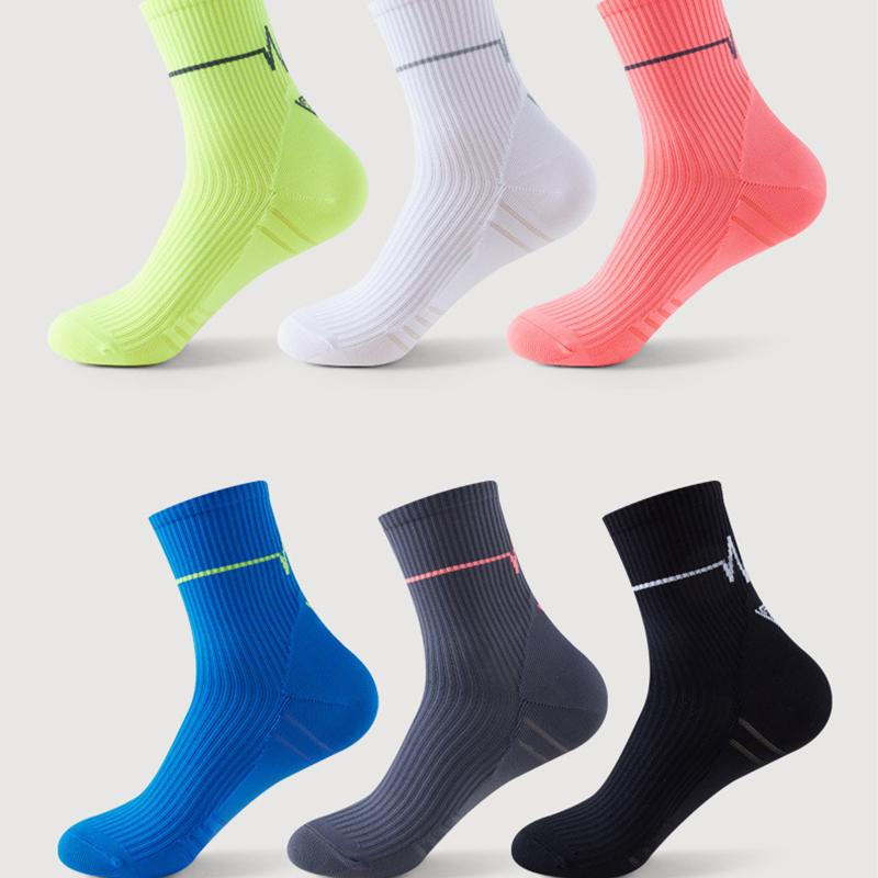 1/6 Pairs New Outdoor Sports Marathon All Seasons Running Crew Socks Men Colorful Quick Dry Exercise Fitness Training Thin Crew Sock