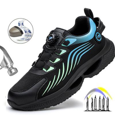 Rotating Button New Safety Shoes Men Anti-smash Anti-puncture Work Shoes Fashion Men Sport Shoes Security Protective Boots Men