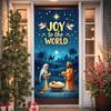 Christmas Banner Acrylic Canvas Holiday Decoration Religious Banner Vintage Nativity Scene Banner For Seasonal Decoration