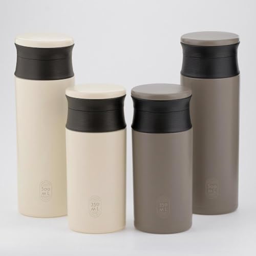 Bestco NQ-351 Stainless Steel Mug Bottle, Screw Top, 350ml, Insulated for Hot or Cold Drinks, Double-Layered Vacuum Wall, Ivory, Stainless Steel
