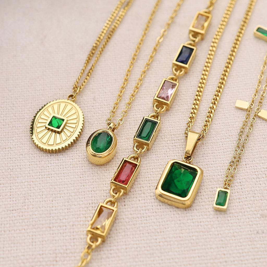 Yachan Jewelry Větrný zirkonový přívěsek Řetízek na klíční kost Dopaminový titanová ocel Pozlacený Skutečné zlato Náhrdelník Nevybledne Ženský