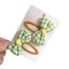 Lovely Flower Hair Clip Plaid Bow Snap Clip Non Slip Wrapped Hairpins for Kids