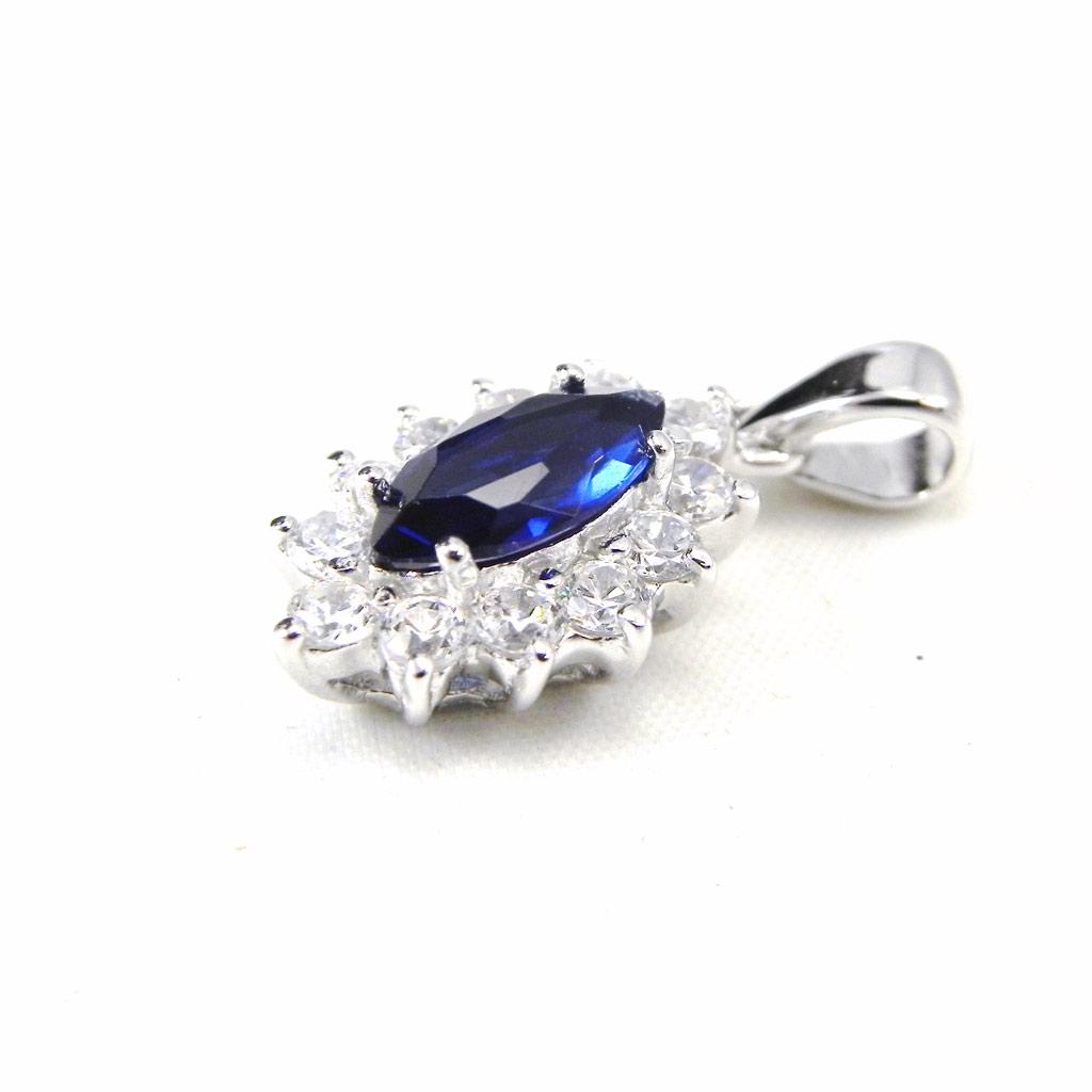 Les Trésors De Lily [G9268] - Anhänger Silber 'Victorina' weißer Saphir silbern (rhodiniert) - 10x15 mm