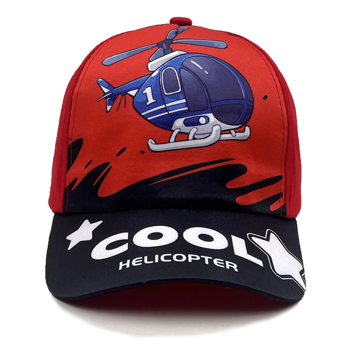 Airplane Cartoon Peripheral Printing Helicopter Children S Baseball Cap Wide Brim Spring Summer Cartoon Sun Hat Head circumference 51-54cm
