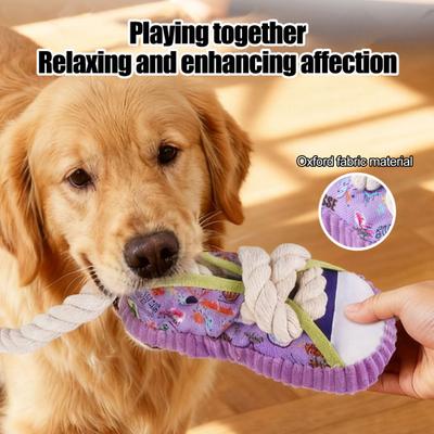 Köpek Çiğneme Oyuncağı Spor Ayakkabı Komik Yavru Köpek Diş Çıkarma Oyuncağı Squeaker'lı ve Zil'li Pamuklu İp Çiğneme Oyuncağı Agresif Çiğneyenler İçin Küçük Orta Boy Köpekler Getir Çekme Oyunu