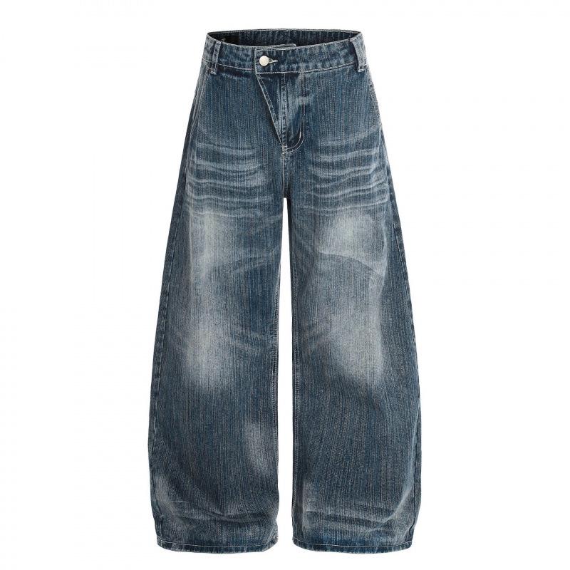 EON Spring 26: Unisex Washed Denim Long Pants - American Street Style L синий
