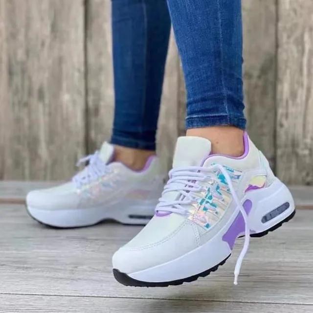 

Woman Vulcanize Platform Casual Sneakers Women Flats Mesh Breathable Running Walking Shoes Chunky Summer Sports Shoes 43 фиолетовый