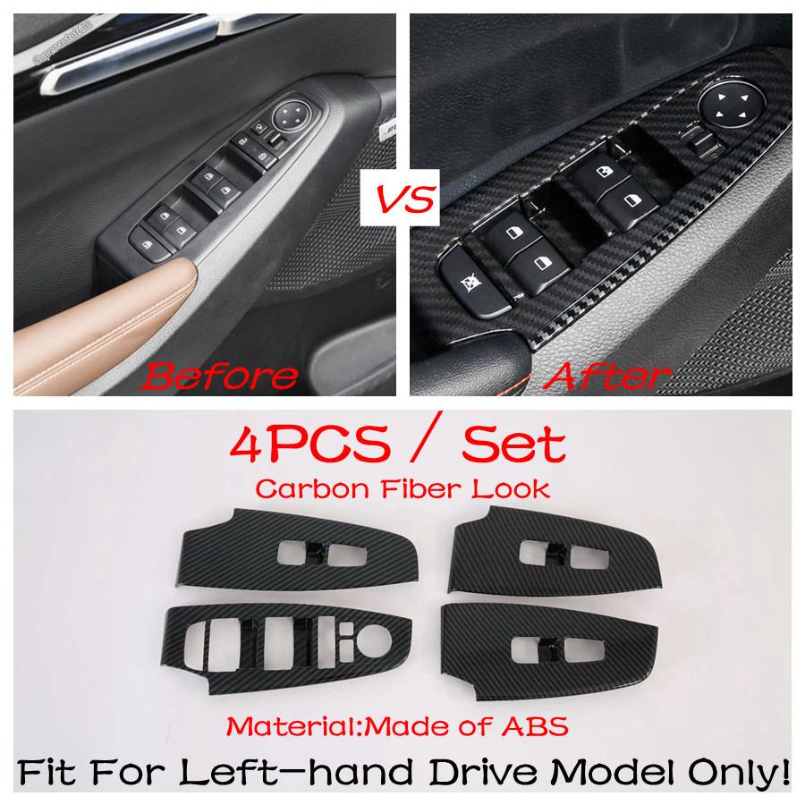 Window Lift / Water Cup Holder / Head Light Lamp / Gear Shift Panel Cover Trim For Kia Seltos - Carbon Fiber Accessories