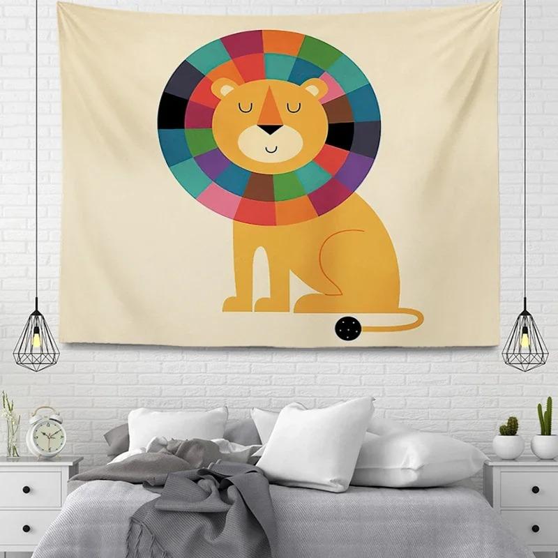 Colorful Cartoon Animal Decorative Tapestry Home Wall Decor Living Room Office Tapestry