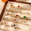 CARLIDANA Minimalist Colourful Cubic Zircon Rings Jewelry Stainless Steel Gold Plated Hot Sale Heart Star Open Rings for Women