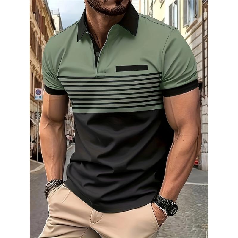 Men's Casual Polo Shirt Digital Printed Short Sleeve Polo
