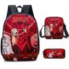 Hazbin Hotel Anime Ensemble de 3 pièces Sac à dos Étudiant Sac d'école à bandoulière Enfants Mignon Sac à dos de voyage Cadeau d'anniversaire pour enfants