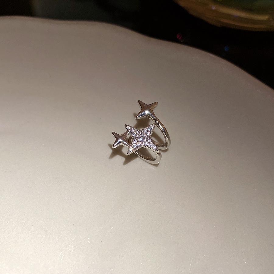 Циркон Звездный Свет Любовь Геометрический Двойной Зажим для Козелка Уха Простые Универсальные Серьги Серьги Женские