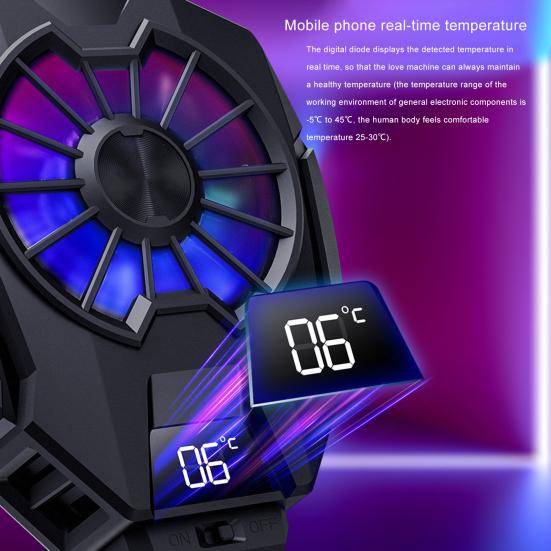 DL05 Mobile Phone Blade Digital Display Radiator 9 Portable Back Clip Phone Cooling