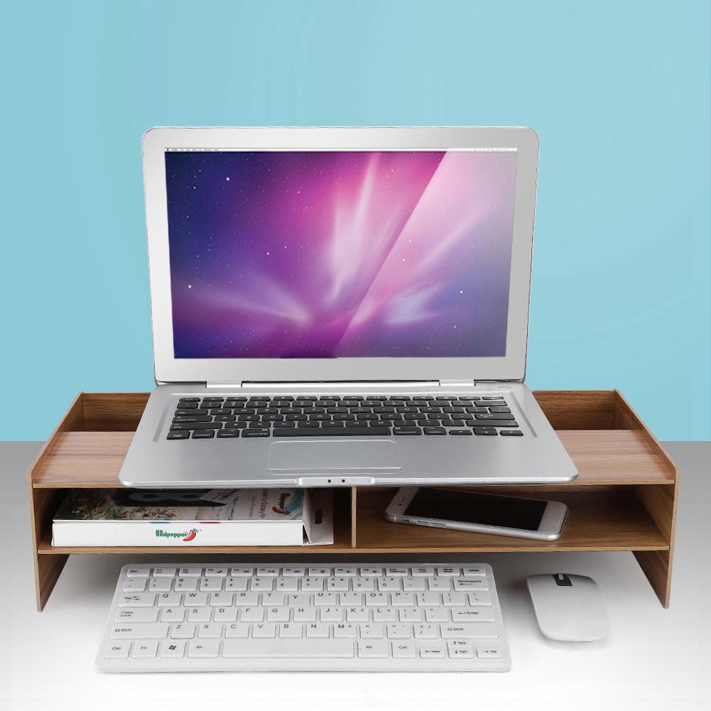 Monitor Stand Computer Desktop Laptop Shelf Desk Table Bracket Holder Storage Rack(Cherry Wood)