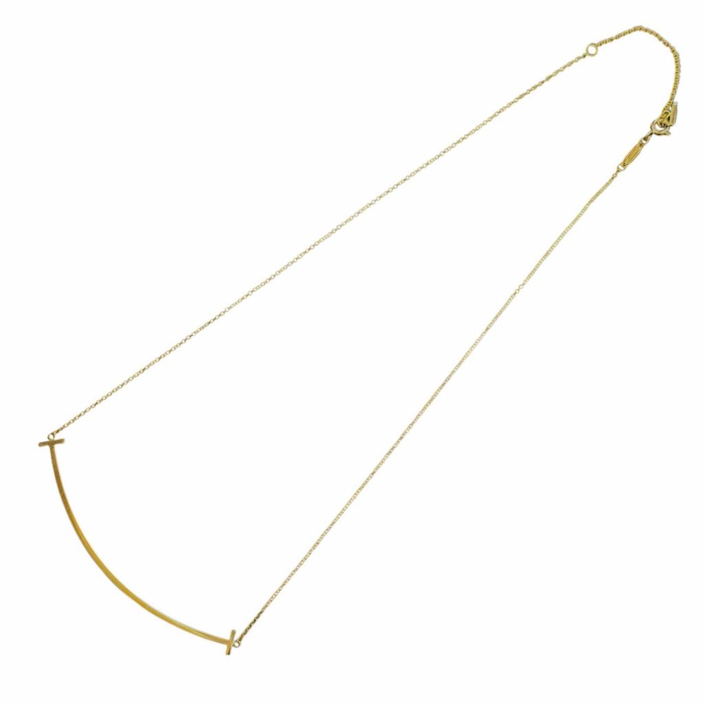 Excellent TIFFANY&Co. Necklace T Smile Pendant Yellow Gold 18K Women Used