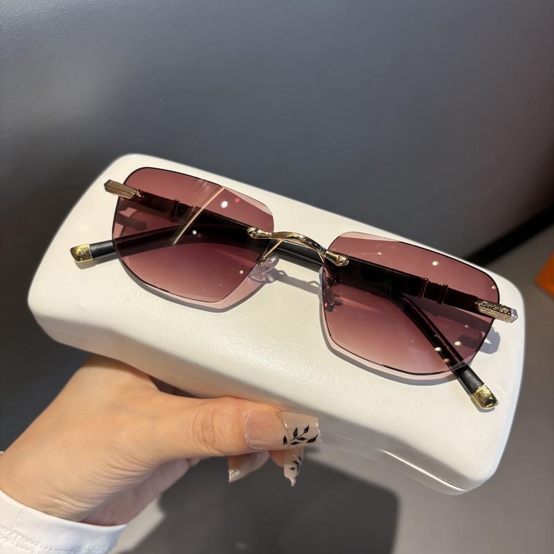 New Brown Sunshade Eye Protection Reading Glasses Middle-Aged Elderly People High-End Frameless Diamond-Cut Edge Anti-Uv