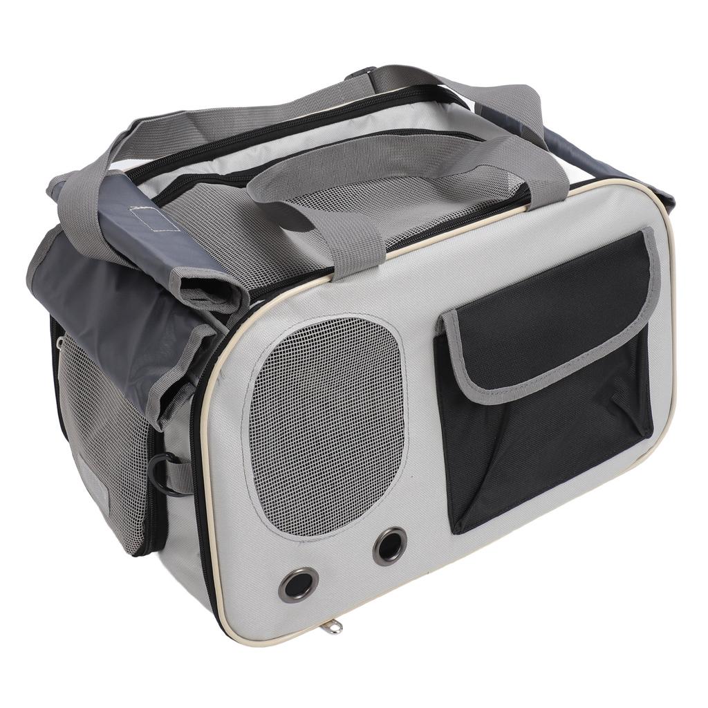 Pet Carrier Bag Brthable Foldable Oxford Cloth Steel Wire Frame Cat Travel Handbag with   Strap for Outdoor