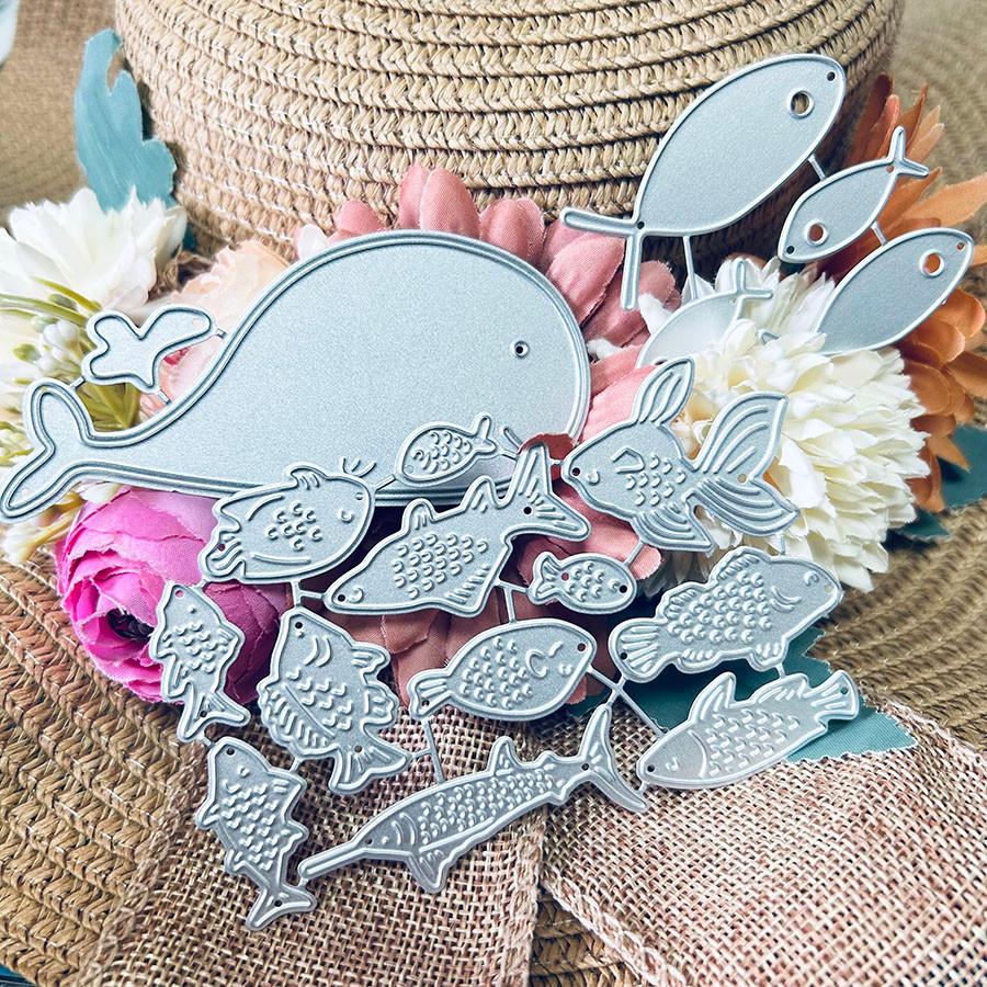 Fische Stanzformen für Kartenherstellung, Wal Metall Stanzschablone für DIY Scrapbooking Fotoalbum Prägepapierkarten Basteln Stanzteile