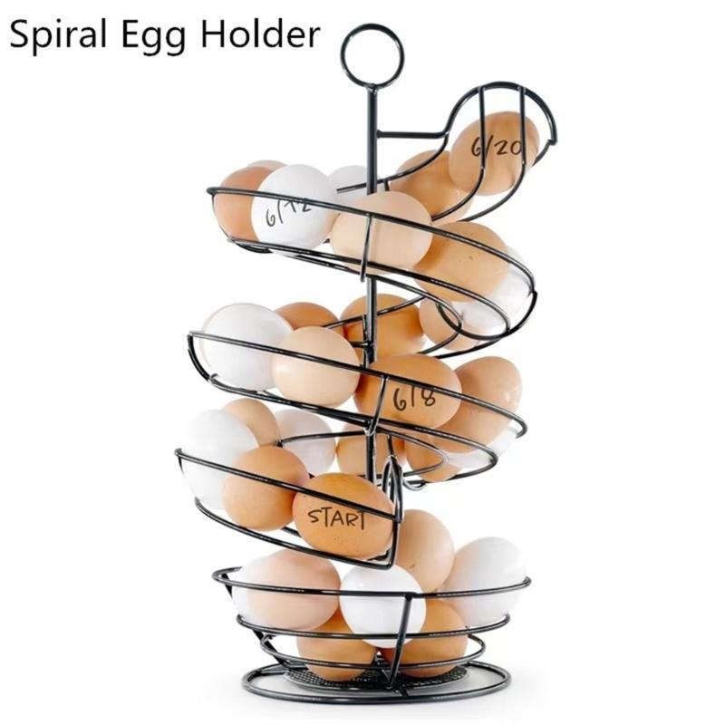 Helical Eggs Rack with Space Saving Design Holds 36 Eggs Includes Storage Box for Organized Refrigerator and Easy Kitchen Access