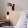 110V/220V Wandleuchte Mit Schalterfunktion Eisen Holz Wandlampe E27 Retro Wandleuchte Innen Wandleuchter Esszimmer Nachttischlampe