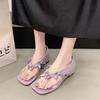 Retro flower wedge flip-flop sandals outer wear 2025 new niche design versatile inner height-increasing sandals