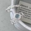 925 Sterling Silver Rings for Women Couple Minimalist Handmade Simple Blue Stone Ring Fine Jewelry Gift Prevent Allergy