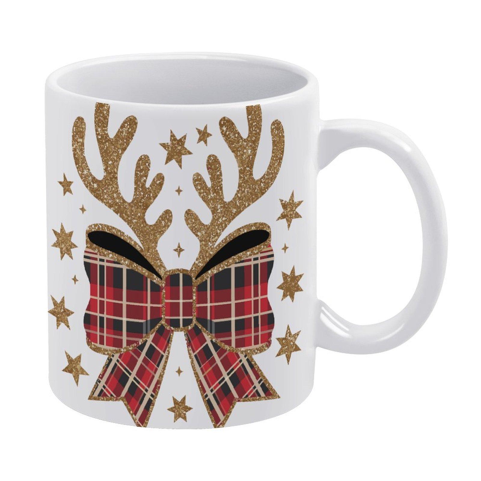 

1pc 11oz blank ceramic mug, double-sided printed coffee tea cup, clean glossy walls, smooth grip, great for home breakfast or workplace use білий