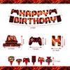 Mpanwen Red Video Game Party Supplies - 212Pcs Gamer Gaming Party Decoration For Boys Birthday Party - Table Cover, Plates, Cups, Napkins, Utensils,