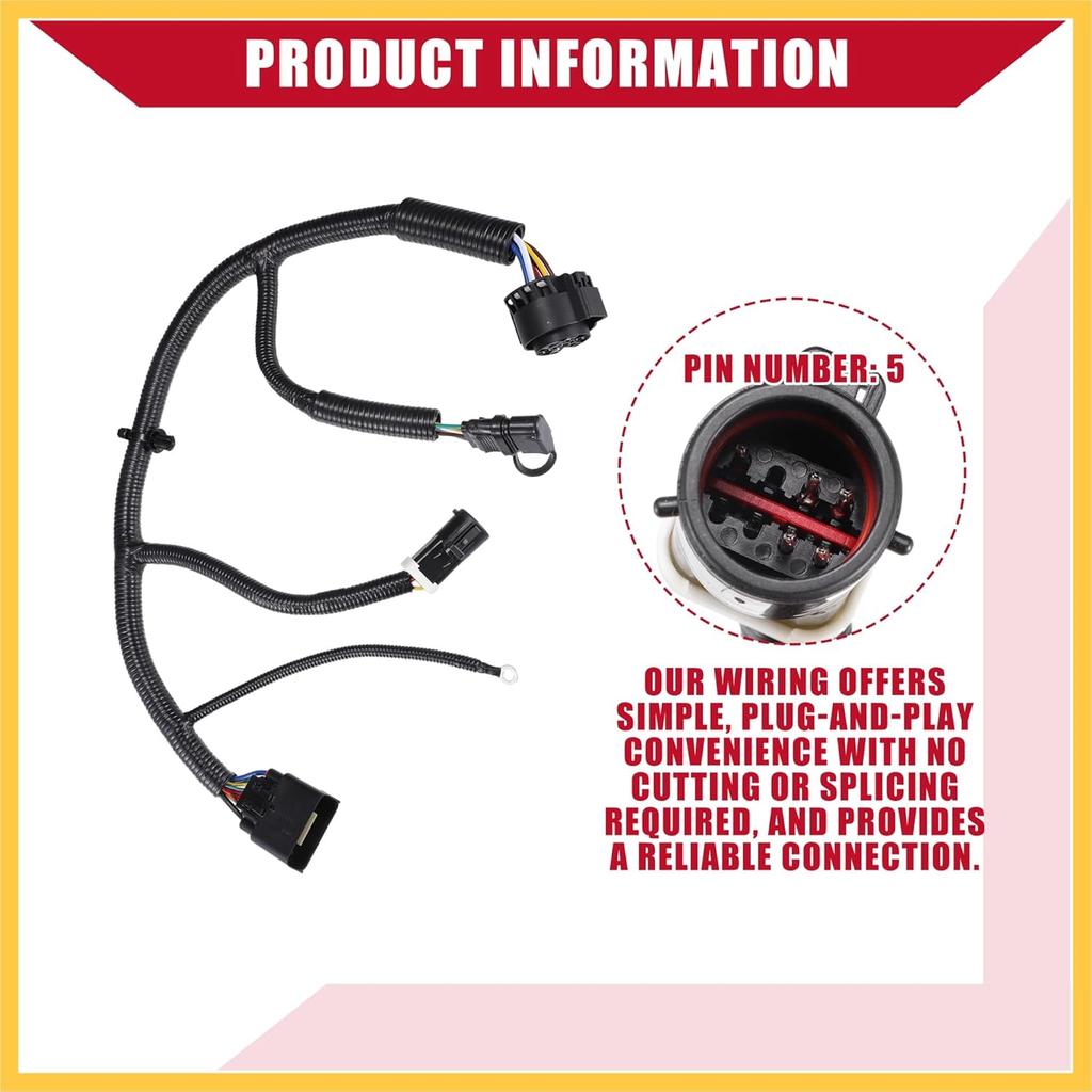 5L3Z-13A576-BA Trailer Connector Wiring Harness for Ford F-150 2005-2008 for Lincoln Mark LT 2006-2008 / Inner/Durable Plastic / 1 Pcs Black Auto
