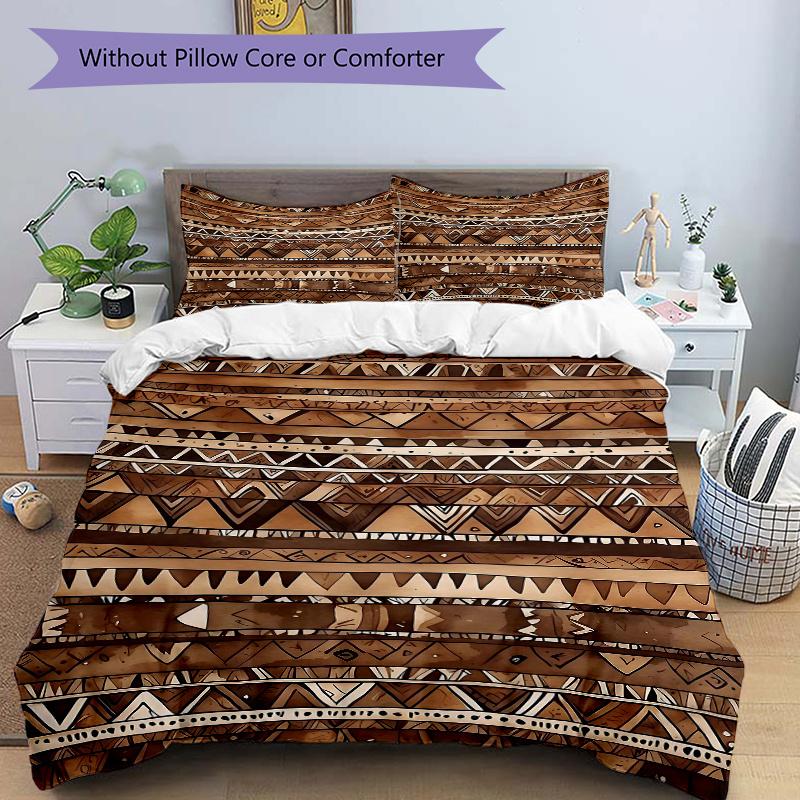 

3pcs Abstract Tribal Patterns Printed Quilt Set, Soft and Comfortable Quilt Cover for Bedroom 135x200cm