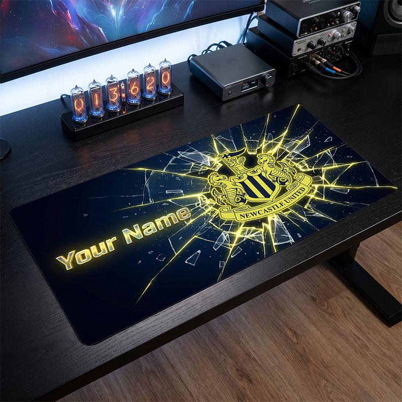Newcastle United FC Custom Large Mouse Pad, Personalized Name Text Print, Football Logo Non‑Slip Desk Mat Gaming Gift