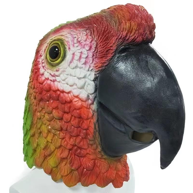 Maschera da pappagallo colorata Testa di animale in lattice realistica Cosplay per feste in maschera Accessori divertenti