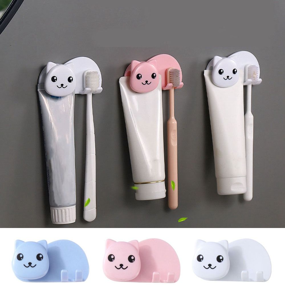 

Non Perforated Toothbrush Toothpaste Rack Plastic Facial Cleanser Storage Clip Bathroom