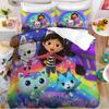 Gabby's Dollhouse Bedding Set,Kawaii Gabby's Dollhouse Duvet Cover Bed Linen Set Single Double Size,Bedclothes Quilt Cover