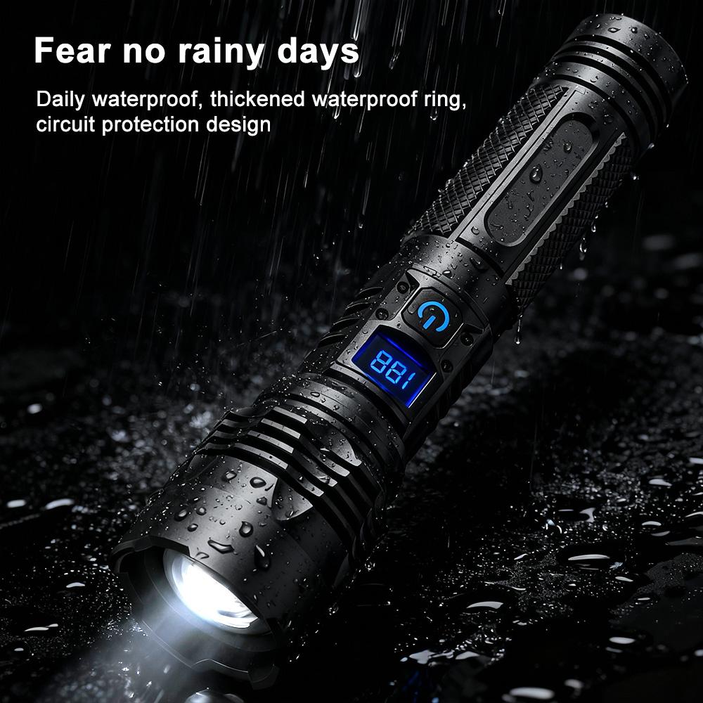 New Outdoor Tactical Flashlight Portable Long-Range Telescopic Zoom LED Digital Display Flashlights Emergency Torch Light