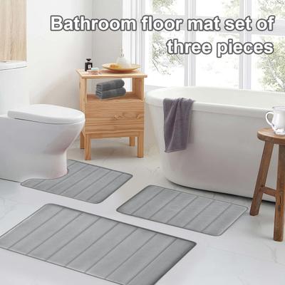 3 Pezzi/Set Tappetino da Bagno Antiscivolo Tappetino da Pavimento per Bagno Tappetino per WC a U Assorbente Tappetino Rettangolare per Lavandino Bagno Porta Doccia